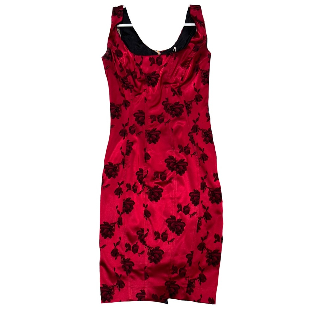 Vintage red floral corset dress